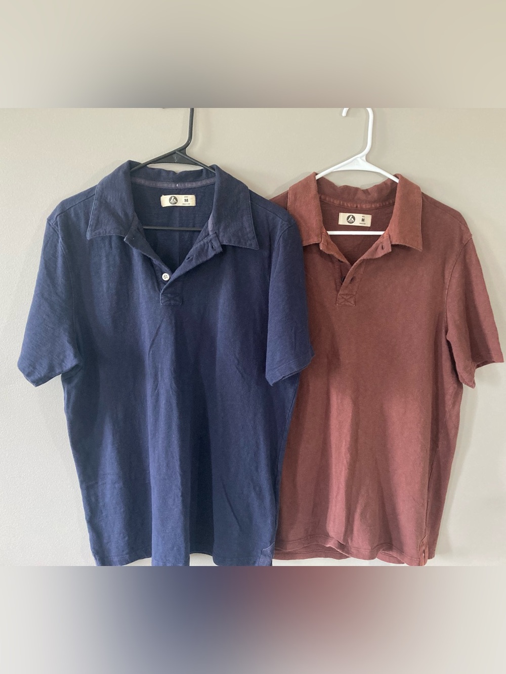 American Giant Navy and Rust Cotton Polo Shirts